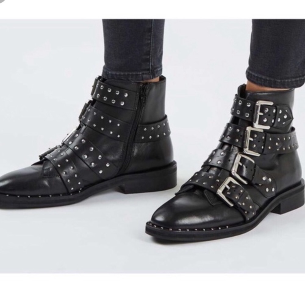 Topshop black leather booties